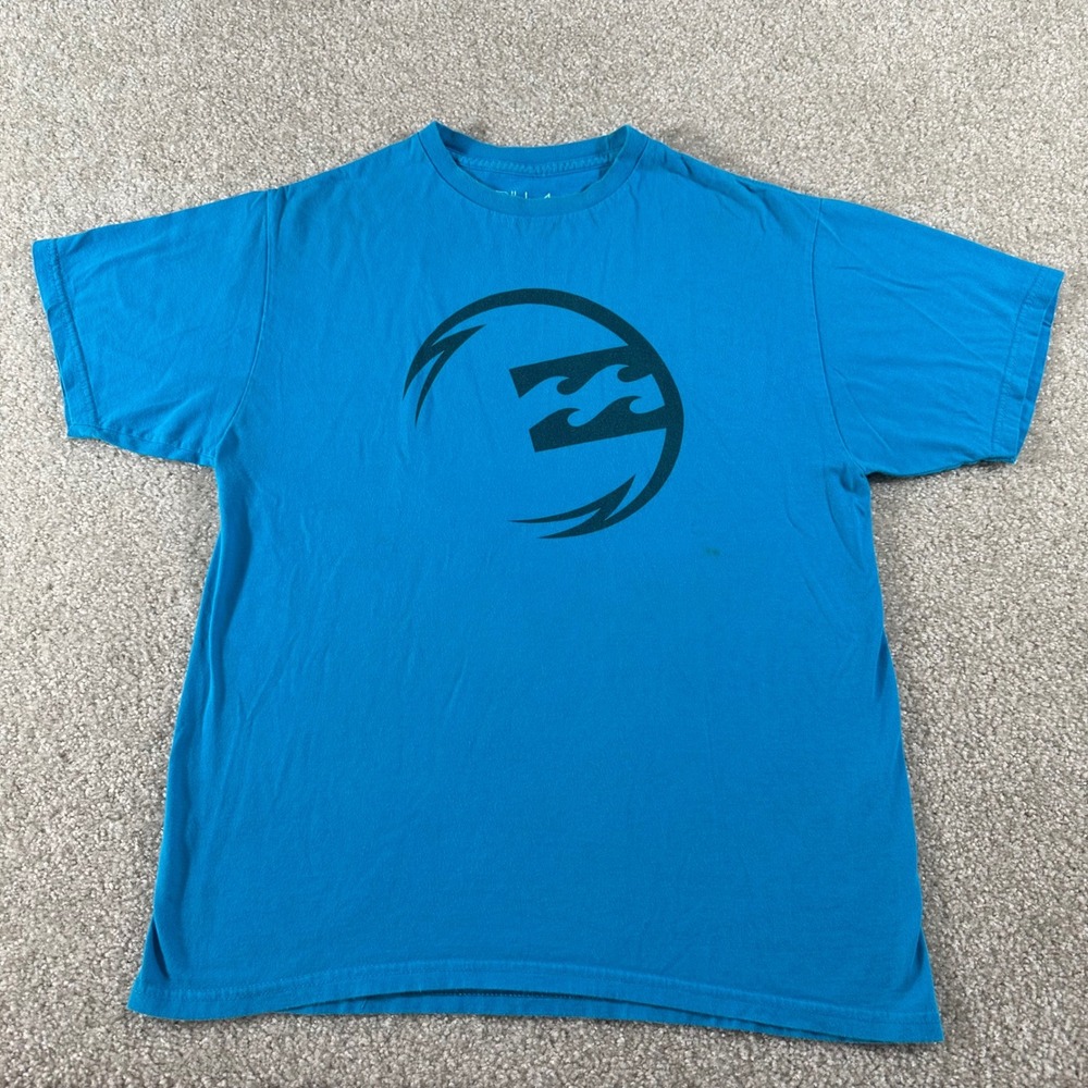 Y2k Vtg Billabong Mens Blue Graphic Logo Short Sleeve T-Shirt Size Medium Cotton